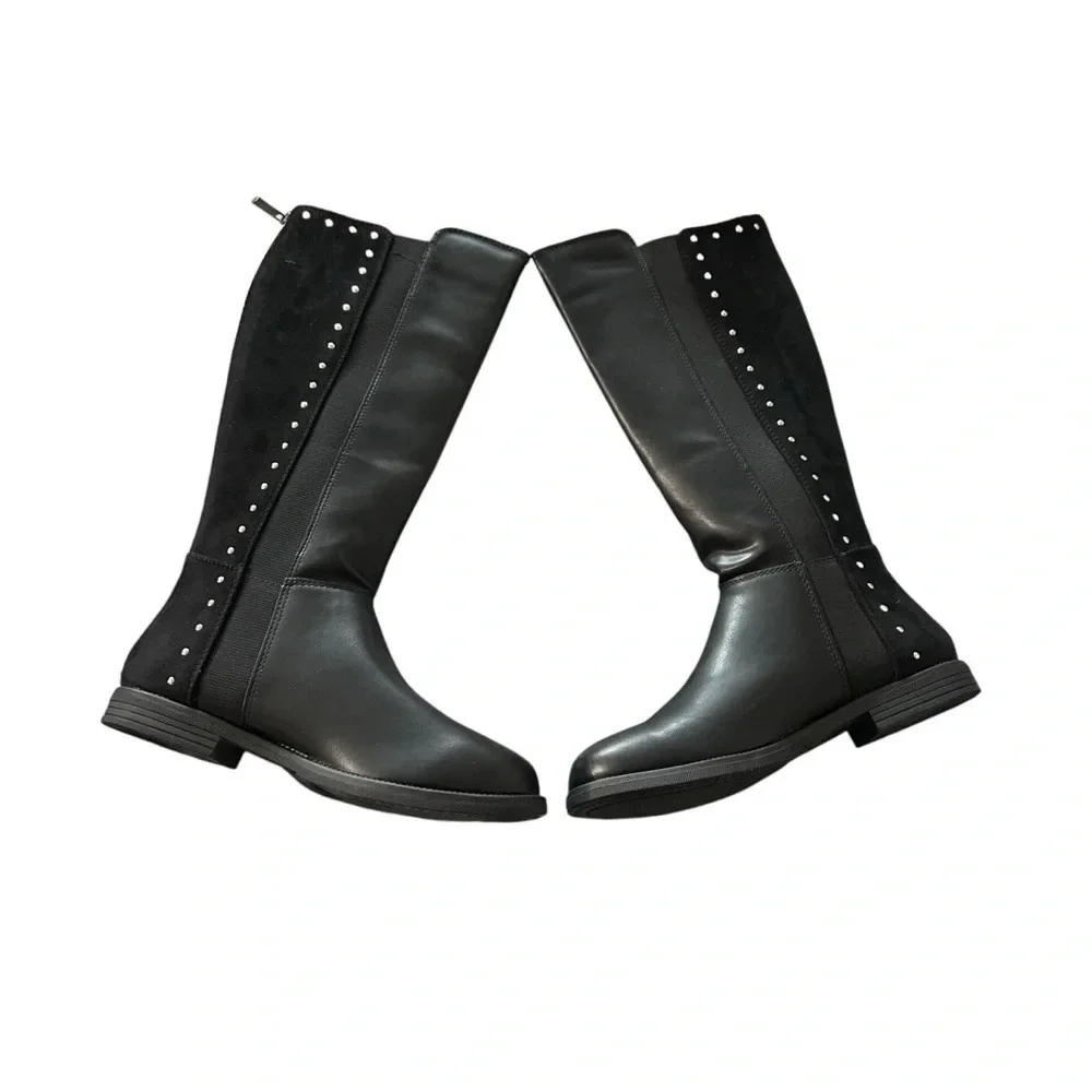 Madden Girl size 4 black tall boots with embellishments